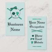 スカル及びかぎ針編みホック(ターコイズの背景) 名刺 (正面/裏面)