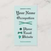 スカル及びかぎ針編みホック(ターコイズの背景) 名刺 (裏面)