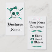 スカル及びかぎ針編みホック(ターコイズ) 名刺 (正面/裏面)