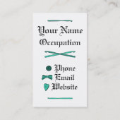 スカル及びかぎ針編みホック(ターコイズ) 名刺 (裏面)