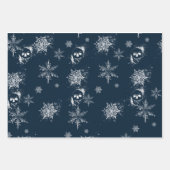 スカル及びスノーフレーク包装ギフト紙 ラッピングペーパーシート (正面2)