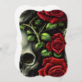 スカル及びバラのグラフィックプランナーのスタイル ノートカード (正面/裏面)