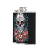 スカル及びバラのビニールの包まれたなフラスコ フラスク (左)