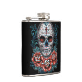 スカル及びバラのビニールの包まれたなフラスコ フラスク (右)