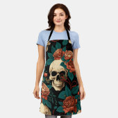 スカル及びバラエプロン エプロン (着用した状態)