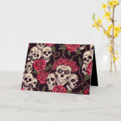 スカル及びバラ カード (黄色い花)