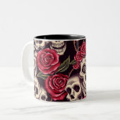 スカル及びバラ ツートーンマグカップ (正面左)