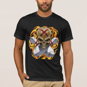 スカル及び横ピン Tシャツ