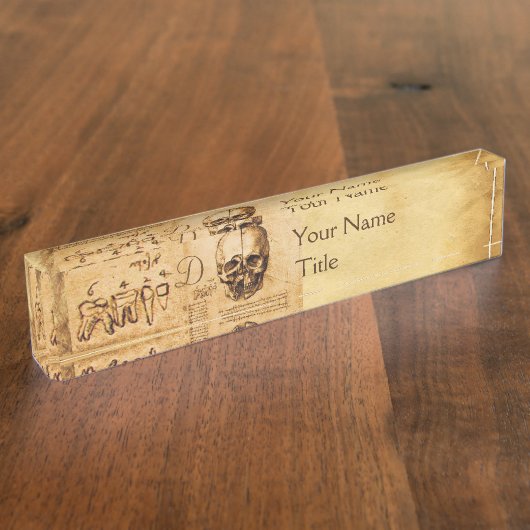 スカル及び歯、歯科クリニック、歯科モノグラム デスクネームプレート (側面)