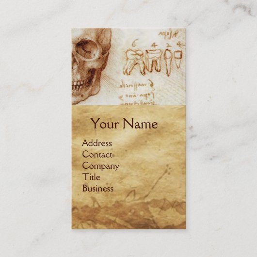 スカル及び歯、歯科クリニック、歯科モノグラム 名刺 (正面)