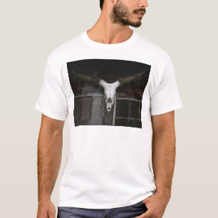 スカル及び角 Tシャツ