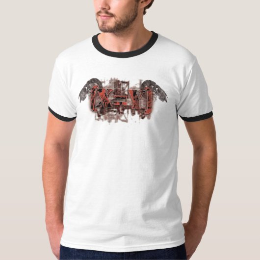 スカル及び銃のロゴ Tシャツ (正面)