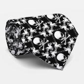 スカル及び骨が交差した図形のタイ ネクタイ (ロール)