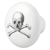 スカル及び骨が交差した図形のノブ セラミックノブ (右)