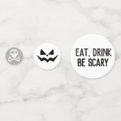 スカル及び骨が交差した図形の不気味なハロウィンの紙吹雪 コンフェッティ (正面)