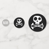 スカル及び骨が交差した図形の不気味なハロウィンの紙吹雪 コンフェッティ (裏面)