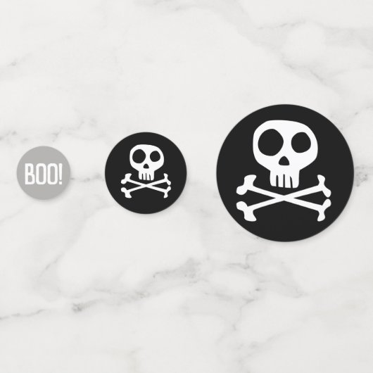 スカル及び骨が交差した図形の不気味なハロウィンの紙吹雪 コンフェッティ (裏面)