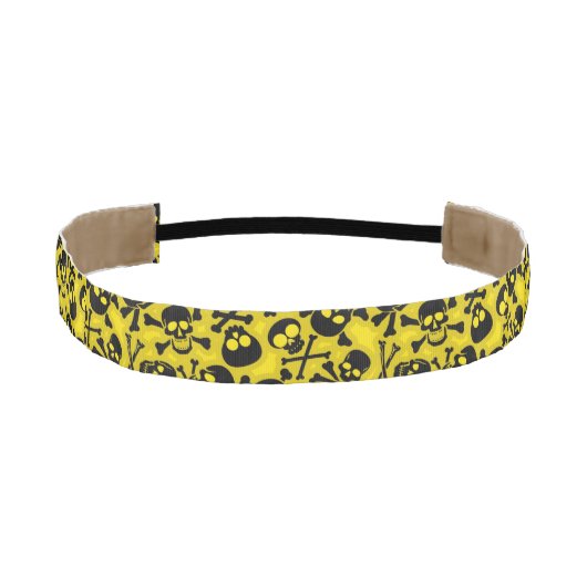 スカル及び骨が交差した図形パターン アスレチックヘッドバンド (正面)