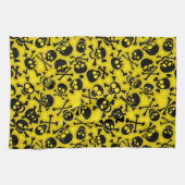 スカル及び骨が交差した図形パターン キッチンタオル (横)