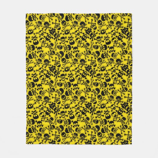 スカル及び骨が交差した図形パターン フリースブランケット (正面)