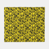 スカル及び骨が交差した図形パターン フリースブランケット (正面(横))