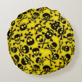 スカル及び骨が交差した図形パターン ラウンドクッション (裏面)