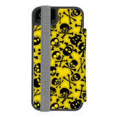 スカル及び骨が交差した図形パターン INCIPIO iPhoneウォレットケース (フォリオ裏面)