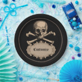 スカル及び骨が交差した図形 ペーパープレート (パーティー)