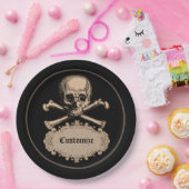 スカル及び骨が交差した図形 ペーパープレート (パーティー)