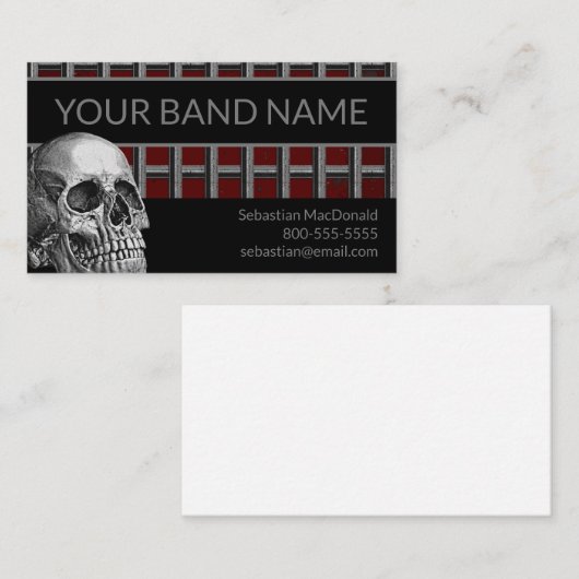 スカル名刺ロックバンドメタルミュージシャン音楽 名刺 (正面/裏面)