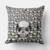 スカル壁死デッド骨格白黒 クッション (正面)