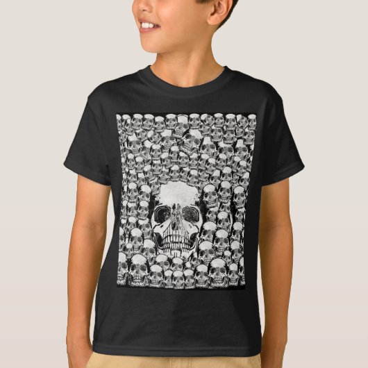 スカル壁死デッド骨格白黒 Tシャツ (正面)