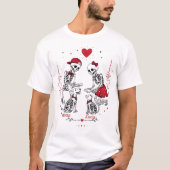 スカル夫婦が犬と猫に餌やり Tシャツ (正面)