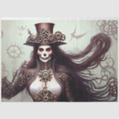 スカル女性のステームパンクティッシュペーパームッセリン 薄葉紙 (正面)