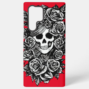スカル女性バラ花イラストレーションの日の死 SAMSUNG GALAXY S22 ULTRAケース