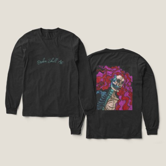 スカル女性長袖 トライブレンドTシャツ (デザイン 正面&背面)