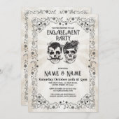 スカル婚約パーティハロウィンゴシック招待状 招待状 (正面/裏面)