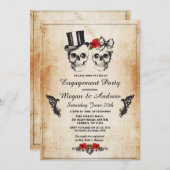 スカル婚約パーティハロウィンゴシック招待状 招待状 (正面/裏面)