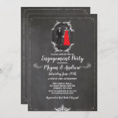 スカル婚約パーティハロウィーンゴシックスケルトン 招待状 (正面/裏面)