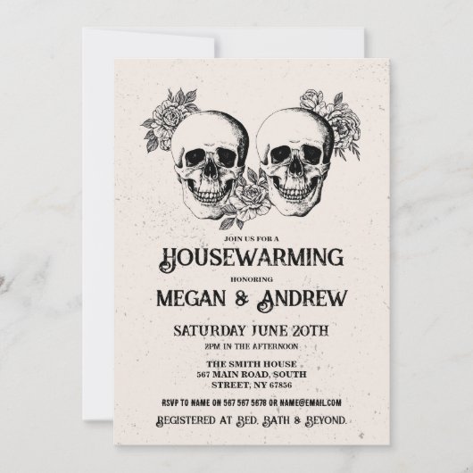 スカル引っ越し祝いパーティーパーティーハロウィンニューホーム招待状 招待状 (正面)