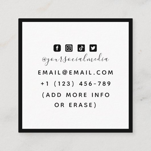 スカル描顔タトゥーゴシック骨格フレはっきりしたーム スクエア名刺 (裏面)