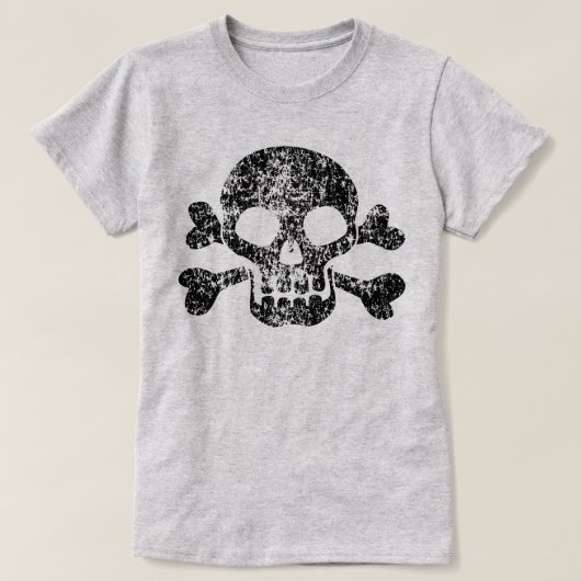 スカル擦り切れたとクロスボーン Tシャツ (デザイン正面)