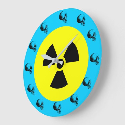 スカル放射線標識壁時計,ターコイズ ラージ壁時計 (傾斜)