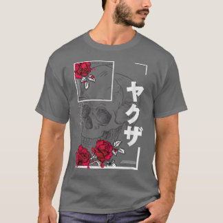 スカル日本のバラパステルゴシックアルトアパレルゴシック Tシャツ