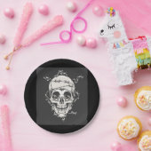 スカル有刺鉄線 ペーパープレート (パーティー)