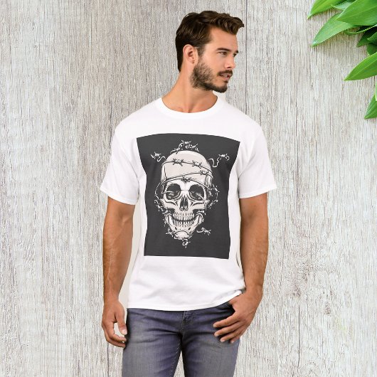 スカル有刺鉄線 Tシャツ