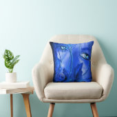 スカル枕付き隠し恐怖ブルー女の子 クッション (椅子)