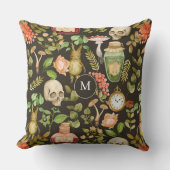 スカル植物きのこ花抽象芸術ハロウィーン クッション (正面)