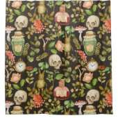 スカル植物きのこ花抽象芸術ハロウィーン シャワーカーテン (正面)