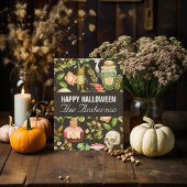 スカル植物きのこ花抽象芸術ハロウィーン シーズンポストカード